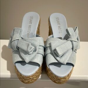 Stuart Weitzman Blue Espadrille Platform Shoes
